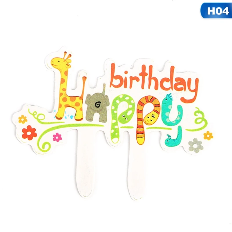 

Cute Deer Cake Toppers Happy Birthday Cake Top Flags Glitter Cake Card Decorations For Birthday Wedding Supplies