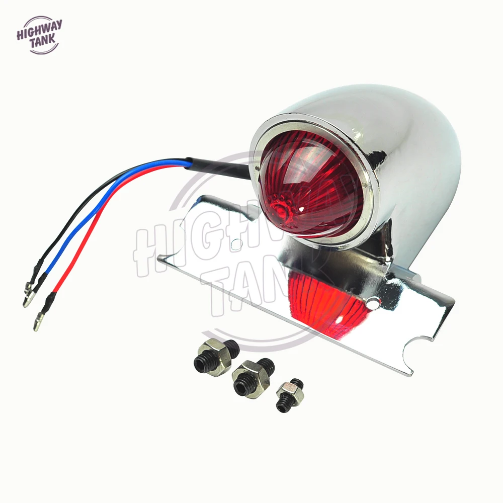 

Chrome Motorcycle Sparto Retro Style Tail Brake Light Lamp case for Harley Bobber Chopper Custom