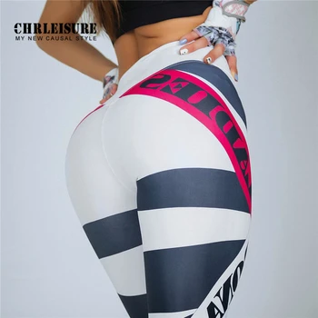 

CHRLEISURE High Waist Letter Printed Women Sport Leggings Yoga Pants Push Up Energy Seamless Leggings Women Tights Fitness