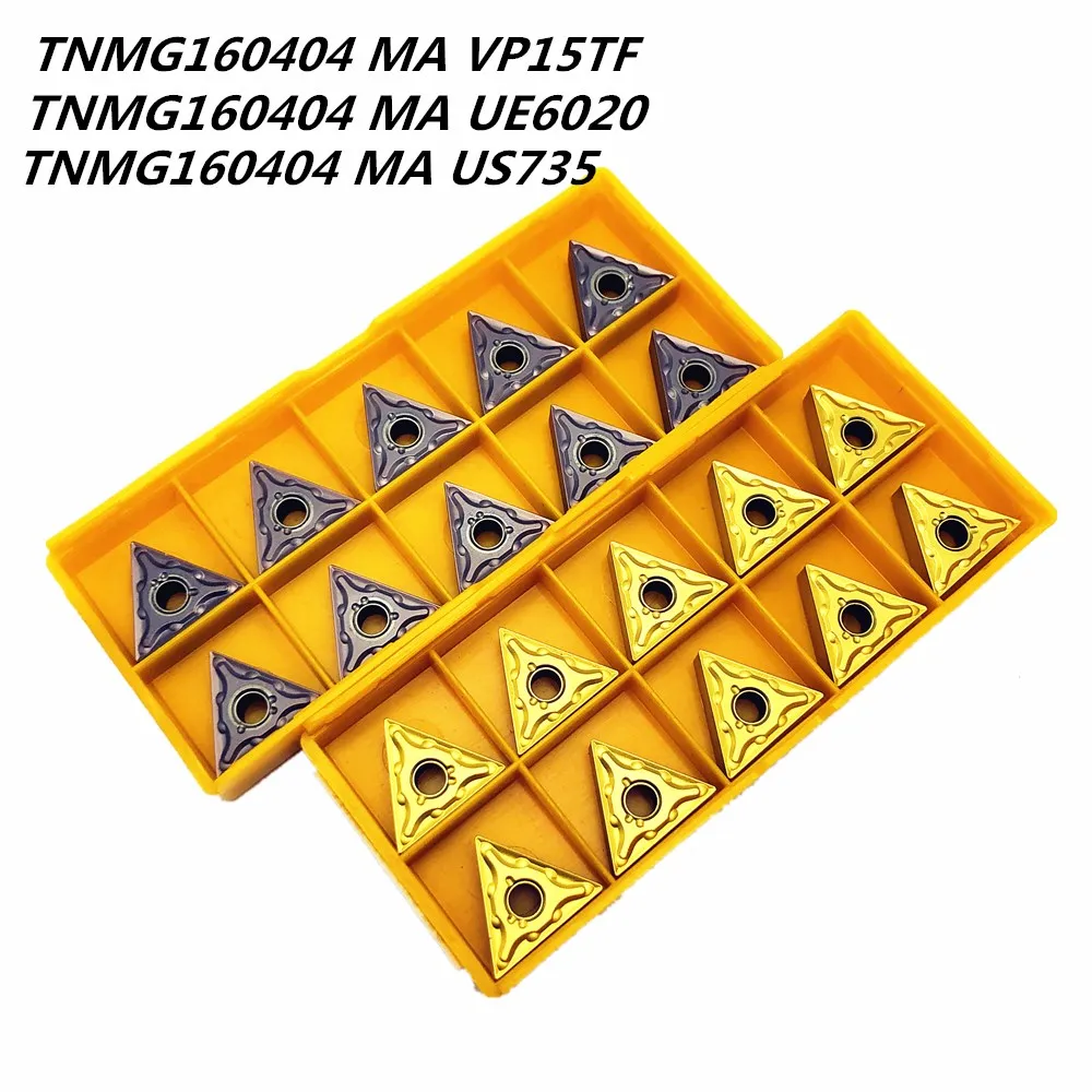 

10PCS Carbide insert TNMG160404 MA UE6020/VP15TF/US735 external metal turning tools carbide tool TNMG16040 CNC tool lathe tool
