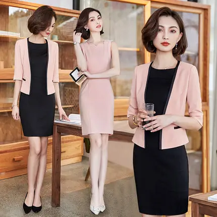 

Professional suit woman summer 2019 small suit coat workwear dress goddess fan temperament beautician uniform spring