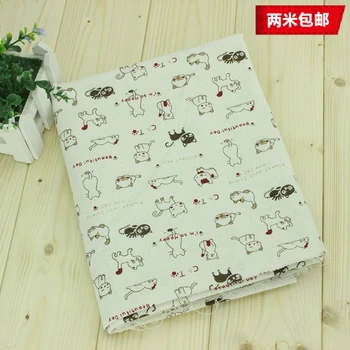 

fabrics sale! zakka linen fabric for patchwork / vintage cartoon textile fabric for sewing crafts material for clothing/telas