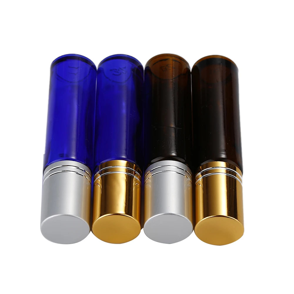 10 ml المحمولة البسيطة لفة على الزجاج إعادة الملء عطر زجاجة علب فارغة ل السائل زيت طبيعي العطر السفر زجاجة