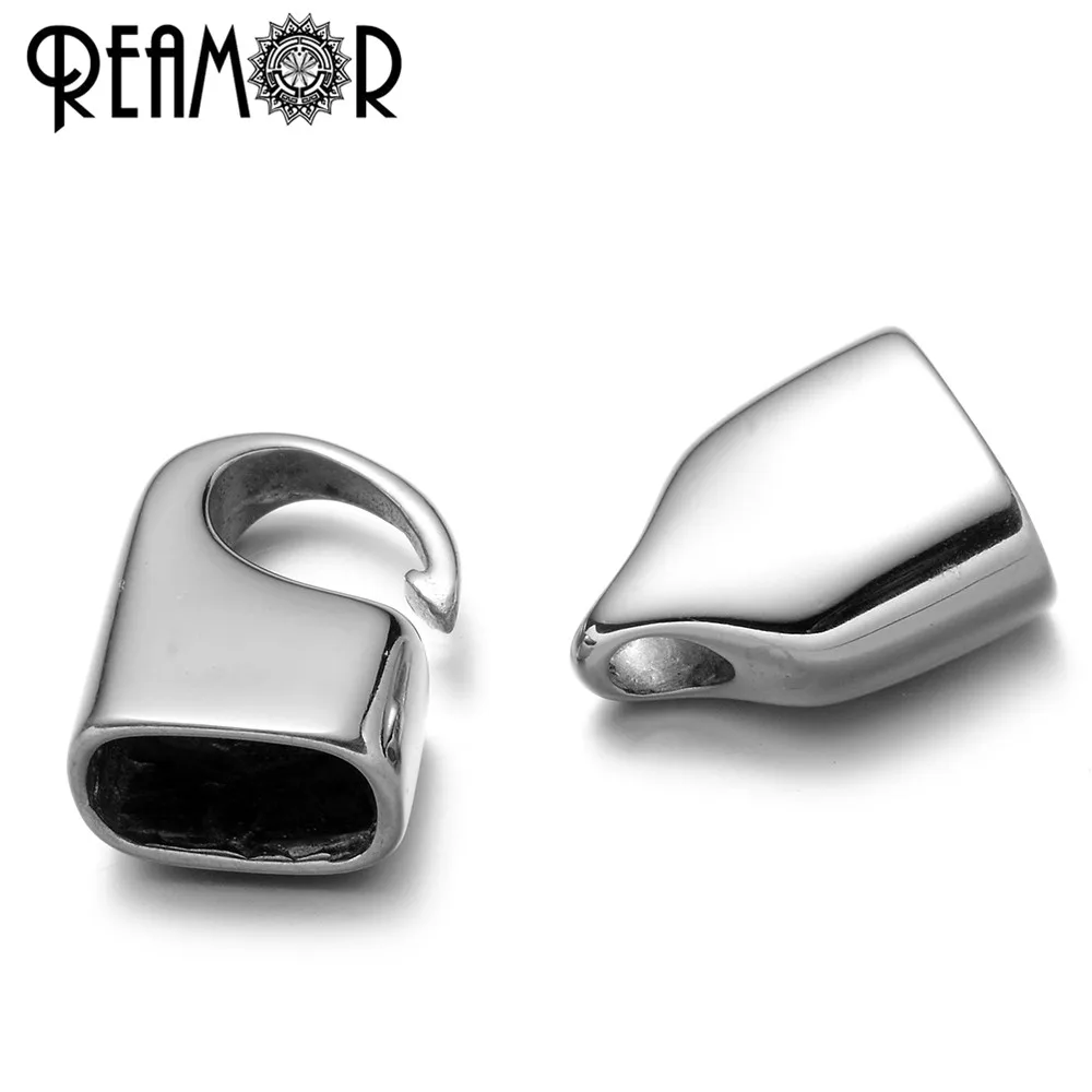 REAMOR 316L Stainless steel Hook Clasp For 10x5mm Licorice Leather Cord Men Bracelet Connectors Charms Jewelry Findings Making Jewelry Findings