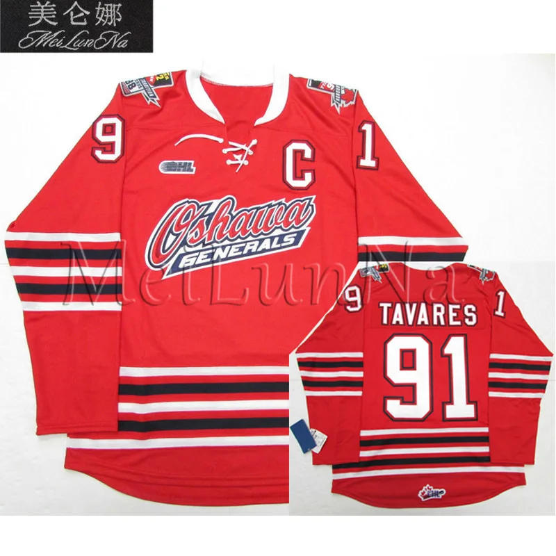 MeiLunNa Custom OHL Oshawa Generals Jerseys 88 Eric Lindros 91 John Tavares 2 Bobby Orr 10 Alex Delvecchio Sewn On Any Name NO.