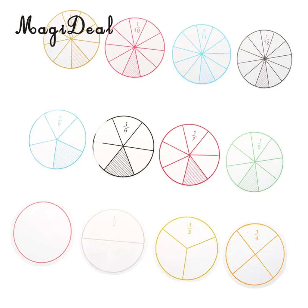 1Set Educational Math Fraction Circles Chips Game Toy for Kids Children Mathematics Learning Teaching Aids School Supplies