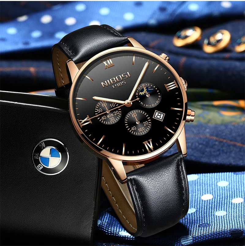NIBOSI Dress Watch Men Gold 2018 Luxury Brand Men's Watch Waterproof Stainless Steel Famous Wristwatch Man Clock Water Resistant (17)