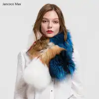 Jancoco Max 2019 จริงขนาดใหญ่ผ้าพันคอผู้หญิงขนสุนัขจิ้งจอกผ้าพันคอแฟชั่นหลายสีซับ 90 ซม. S1707