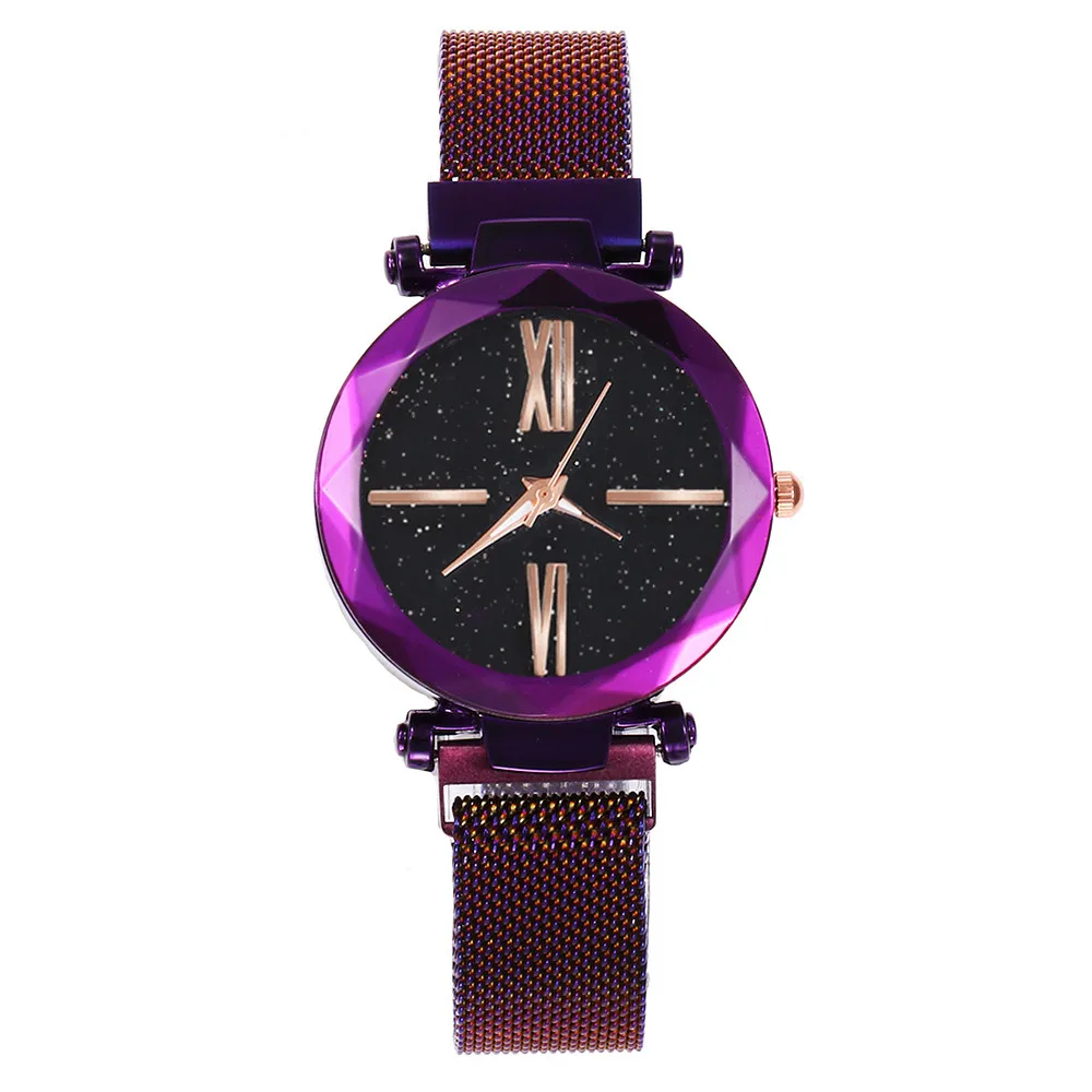

Women's Quartz Stainless Steel Band Mesh Magnet Buckle Starry Sky Analog Wrist Female Hour High Quality Gift Relogio Feminino