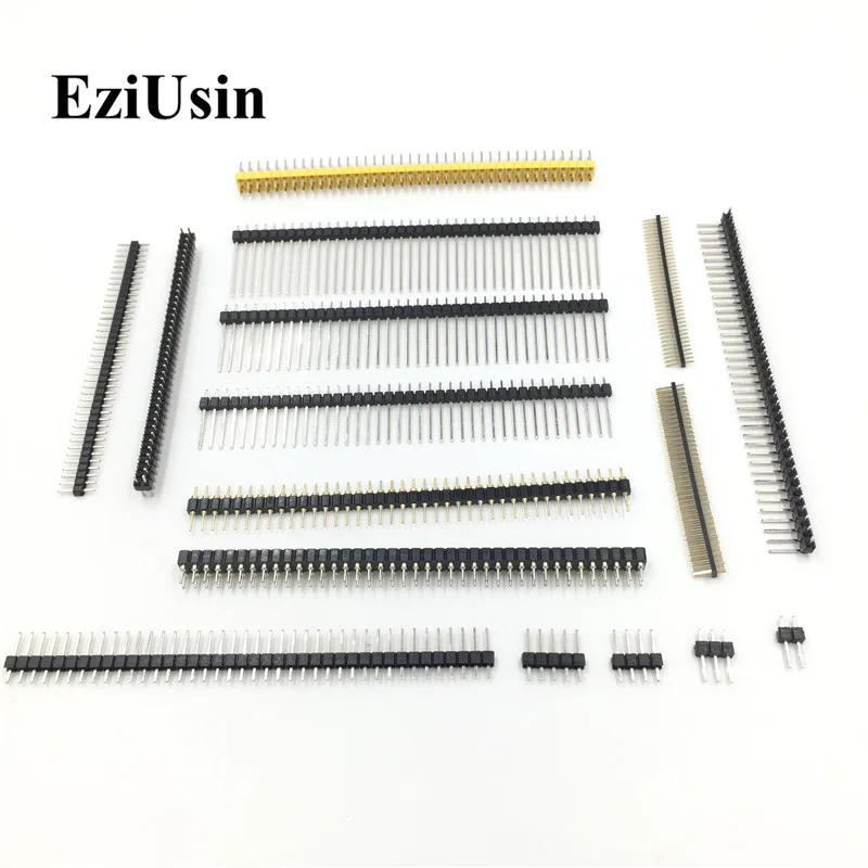 EziUsin 2 54 0 1 27 мм Мужской Femal Pinheader правый угол штыря плоский 10P 40P Однорядный разъем PCB