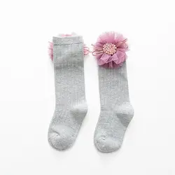 Креативные милые детские высокие носки для девочек, детские брендовые носки для маленьких девочек, банты с цветком, носки принцессы