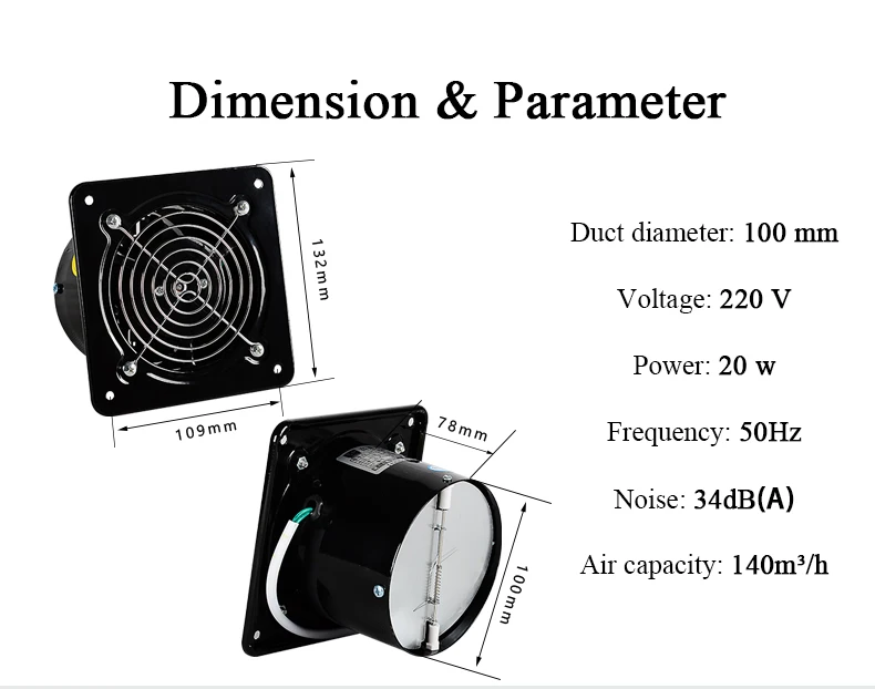 4 дюйма мини стенной вентилятор вытяжного вентилятора Усилитель вентилятор окна экстрактор металлический вентилятор вентиляция вентилятор 100 мм 220V