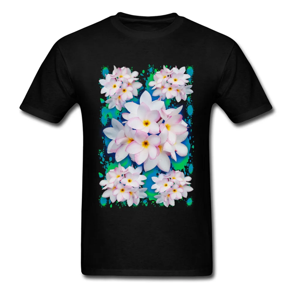 Plumeria Bouquet Exotic Summer Pattern Round Collar T Shirts Casual Tees Coupons Pure Cotton Clothing Shirt Men |