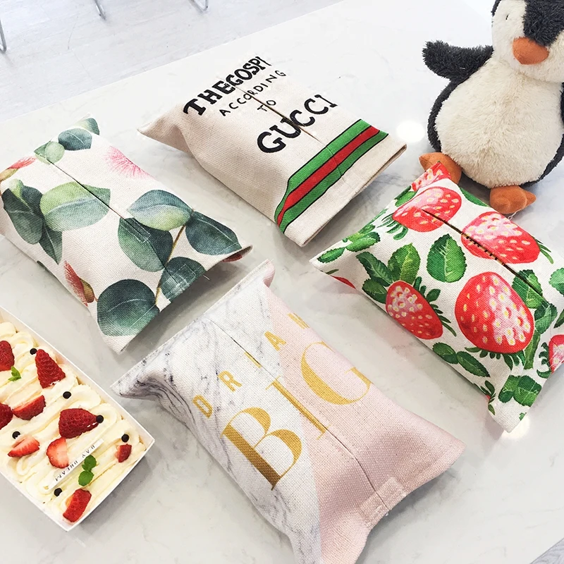 

Creative Cotton Tissue Box Cartoon Animal Pattern Home Car Napkin Paper Organizer Box Case Pouch For Home Office Desktop 27