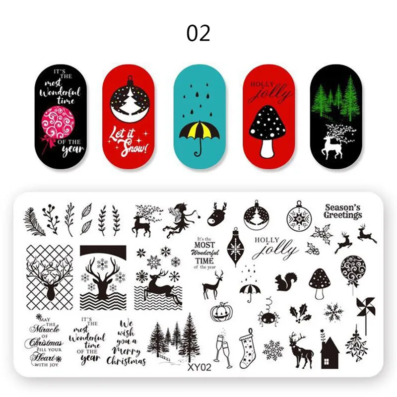 8 видов стилей 12*6 см прямоугольник ногтей штамповки шаблон отрицательный снег хлопья узоры DIY Дизайн ногтя маникюрные инструменты штамп пластины#290772 - Цвет: 2