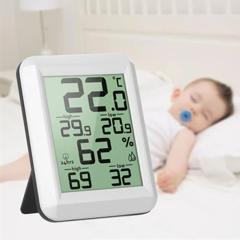 

Mini LCD Digital Indoor Thermometer Hygrometer Room C/F Temperature Humidity Monitor Gauge Thermo-Hygrometer with Back Stand