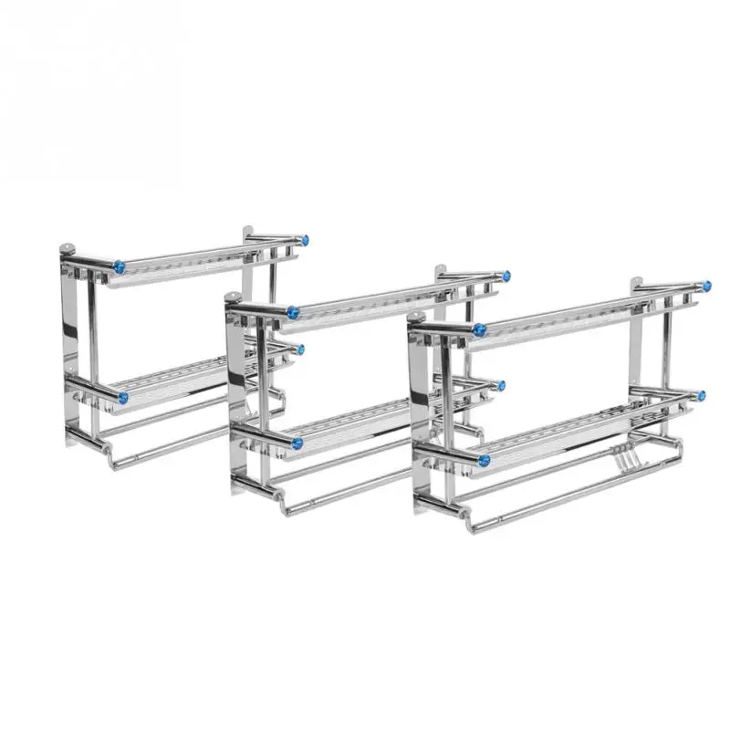 

Wall Mounted 30kg Loading 2-Tiers Kitchen Rack Stainless Steel Bathroom Storage Shelf Organizer DIY Tool