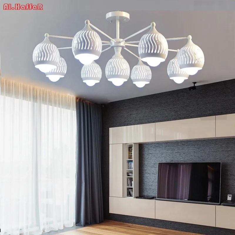 

Modern LED white/black Iron ceiling Chandeliers E27 With Iron Lampshade simple creative Lighting Fixtures for Living room