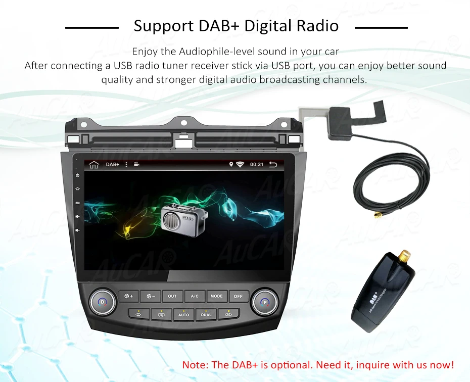 Excellent AuCar 10.1" Car DVD Player for Honda Accord 7 2003-2007 Android radio gps navigation HD 1024*600 Bluetooth Radio WIFI Stereo IPS 10