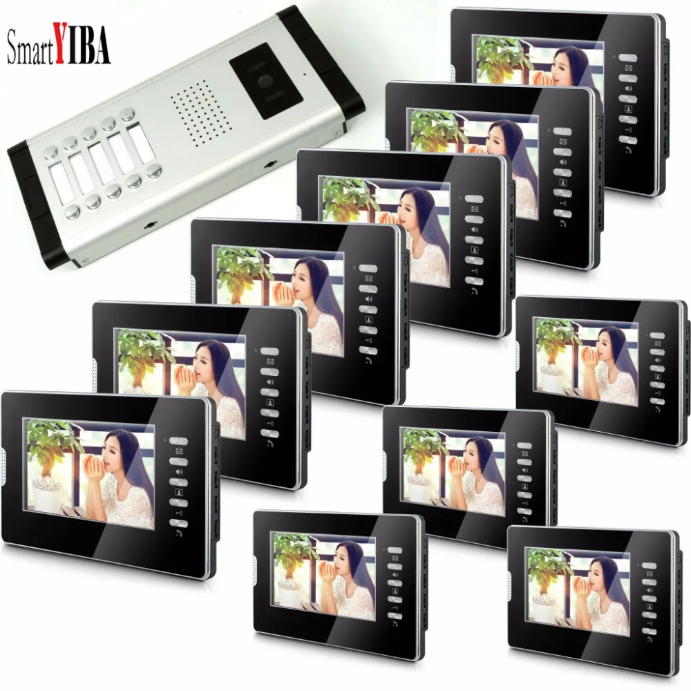 SmartYIBA 7\ 10 Units Building Security Interphone Maison System Apartment/Flats Doorphone Intercomunicad Visual Intercom Kit SmartYIBA 7\ 10 Units Building Security Interphone Maison System Apartment/Flats Doorphone Intercomunicad Visual Intercom Kit