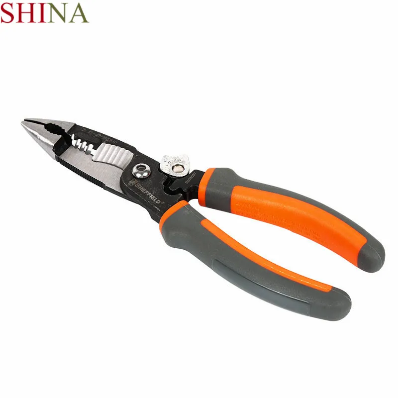 

SHINA 8 Inches 5 In 1 Pliers Multifunctional Electrician Needle Nose Pliers Wire Stripping Cutter Crimping Pliers
