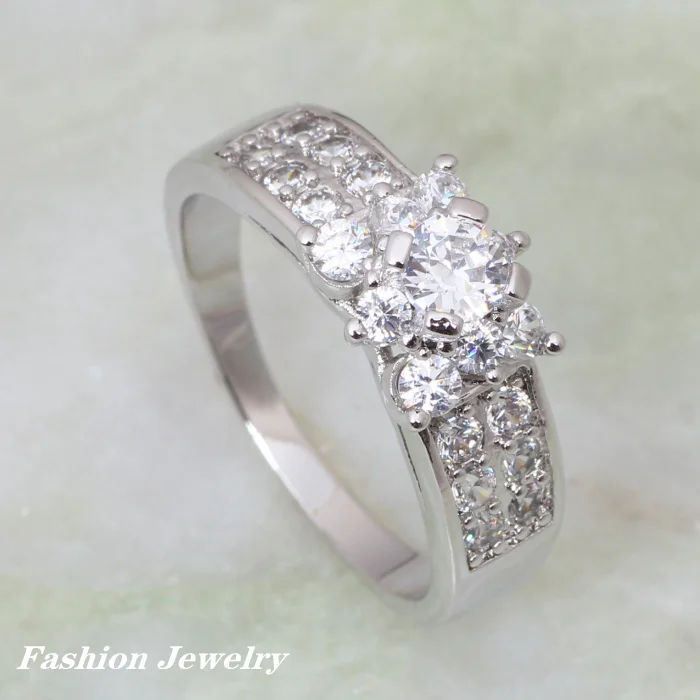 Womens Wedding ring Silver Created Rings size 7.5 8 8.5 9 R085