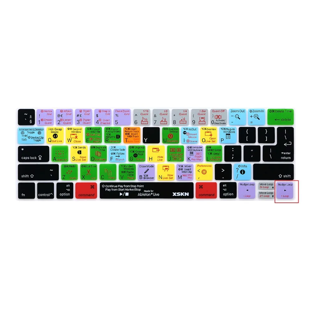 XSKN for Ableton Live Music Edit Shortcut Keyboard Skin Cover for MacBook Pro 13 15 A1706 & A1707 With Touch Bar (2016 Release)