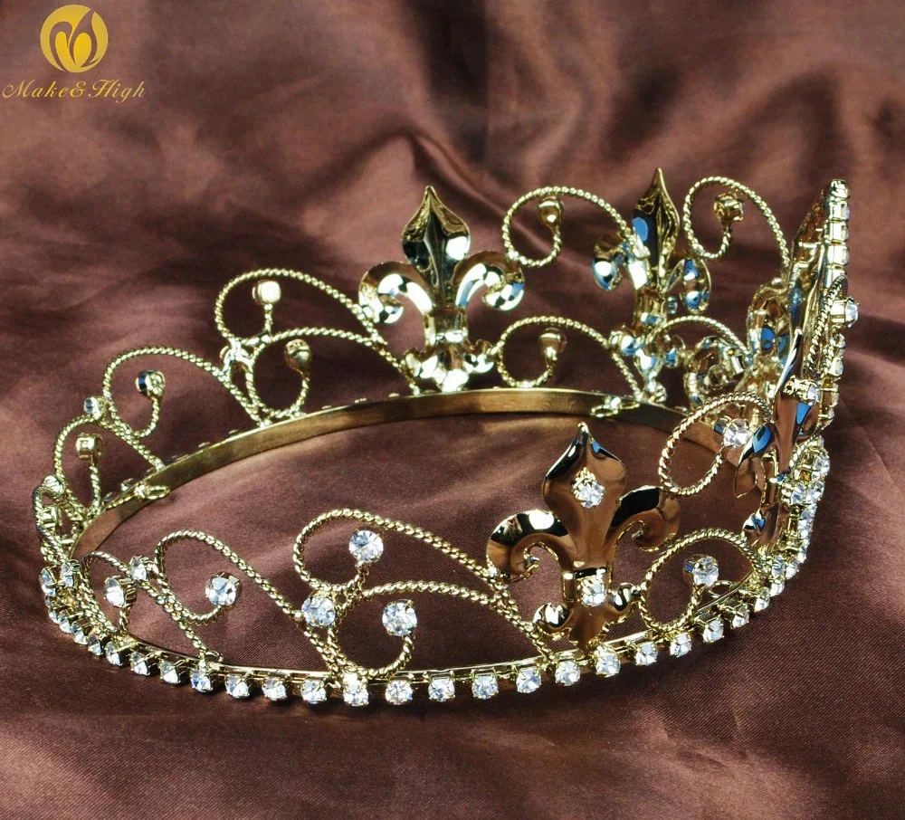 

Small Children Tiara Kids Crown 2.5" Queen Style Gold Tone Headband Clear Austrian Rhinestone Pageant Birthday Party Costumes