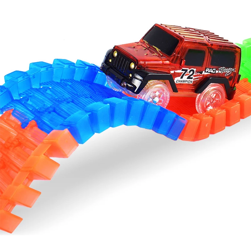 OCDAY электронный игрушечный автомобиль светодиодный светильник для светящихся гоночных трасс мигающий детский Железнодорожный светящийся автомобильный трек brinquedos
