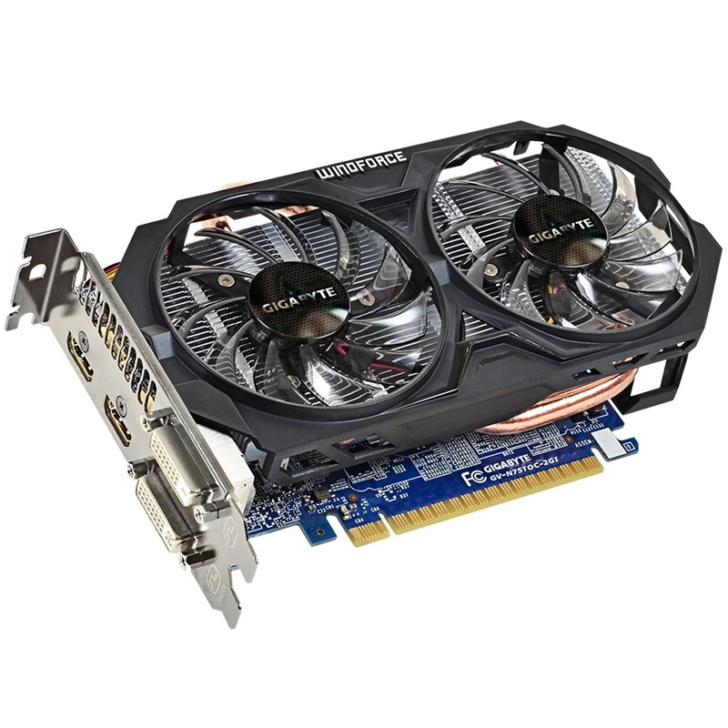 GIGABYTE WINDFORCE Graphics Card GTX 750 Ti with NVIDIA GeForce gtx 750 ti GPU 2GB GDDR5 128 Bit Video Card for PC Used Cards