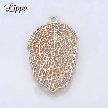 

10pcs 24k Gold Color Plant Leaf Charm Pendants Jewelry Connector Jewelry Findings & Components