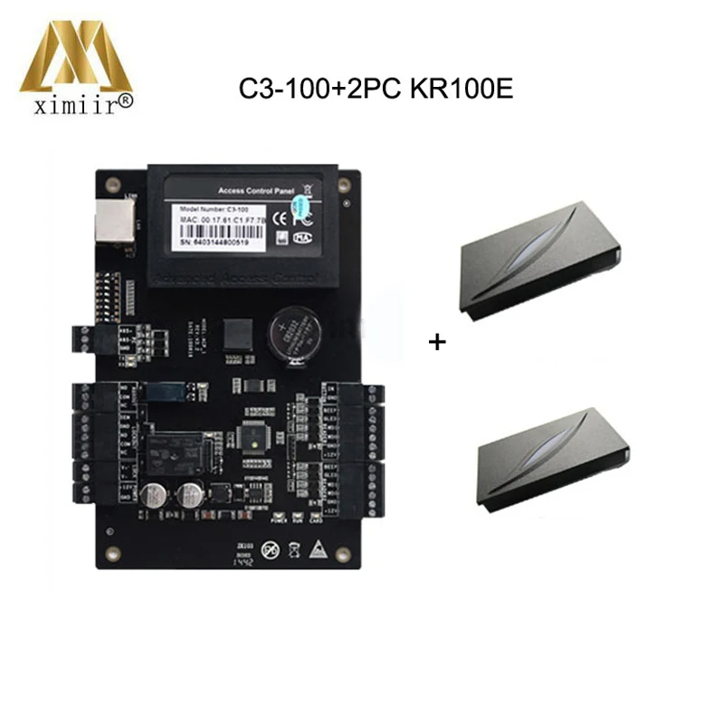 

TCP/IP network single door access control panal access control board C3-100 kit with 2PCS KR100E 125KHZ RFID card reader.