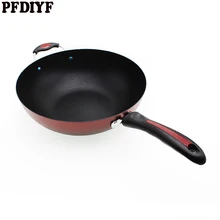 Большая не липкая чугунная сковорода 32 см, красная сковорода, кастрюля для жарки яиц, многоцелевой кухонный горшок, используемый для газовой и индукционной плиты