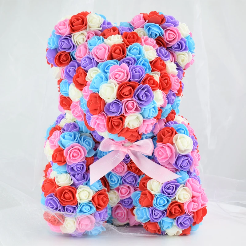 

Foam rose bear wedding decoration gift rose bear multicolor gift box valentine's day birthday gift Factory direct sale