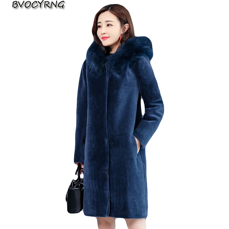 

New Plus Size Women Fur Coat Female Winter Jacket Middle-aged Ladies Fur Jackets Womens High Quality Fox fur collar Thick Parka