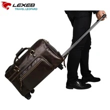 לשאת על מזוודות, LEXEB גלגליים תיק דובון נסיעות עבור חליפת עסקים של גברים מזוודה מתגלגלת 21 Inch עור אמיתי קפה