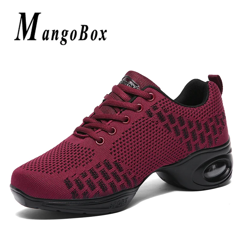 

Designer Sports Woman Sneakers Breath Women Practice Shoes Red Gray Modern Women Dance Sneakers Square Dance Salsa Dancing Shoes