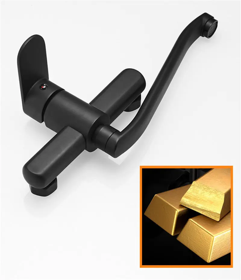 Kitchen Faucet Brass Sink Mixer Tap Hot and Cold Single Handle Faucet Wall Mounted Washing Basin Tap Black Mop Pool Faucet Kitchen Faucet Brass Sink Mixer Tap Hot and Cold Single Handle Faucet Wall Mounted Washing Basin Tap Black Mop Pool Faucet