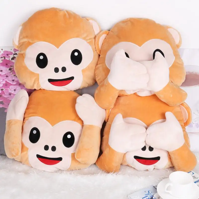 Emoji Monkey Smiley Series Emoticon Cushion Pillow Yellow Round Stuffed Plush Soft Toy Throw