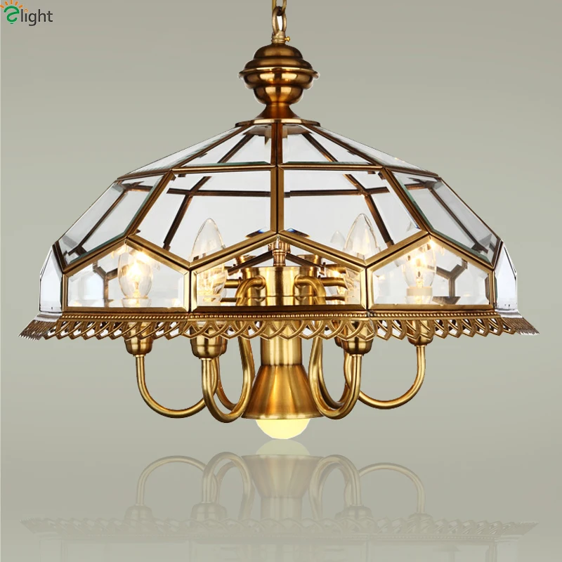 Europe Lustre Copper Led Chandeliers Lamparas Glass Dining Room Led