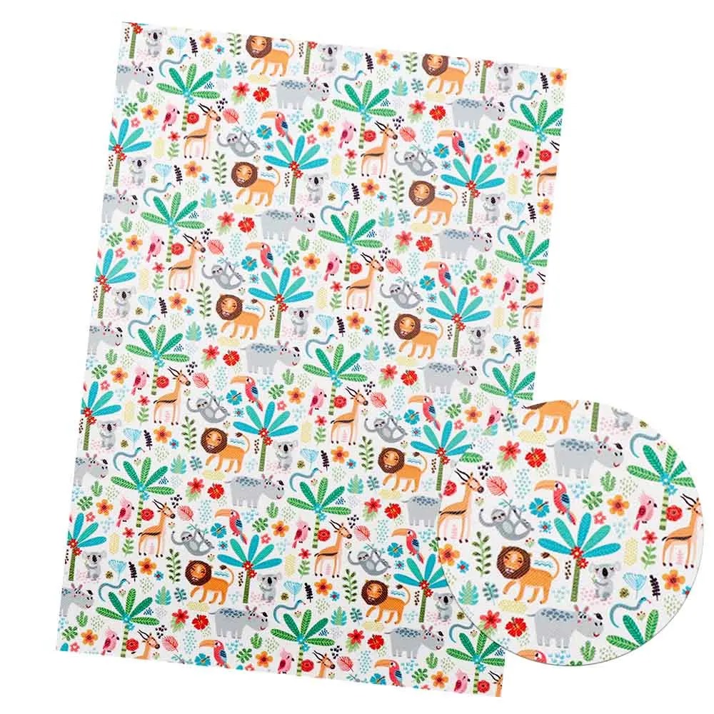 05 IBOWS новые 22*30 см Мультяшные животные напечатаны искусственная Синтетическая кожа пэчворк для волос лук сумки чехол для телефона DIY проекты материалы - Цвет: 05