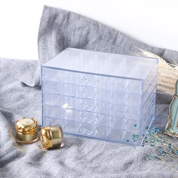 

120 Grids Empty Clear Nail Storage Case For Rhinestones Jewelry Beads Polish Plastic Rectangle Container Manicure Tools SA755