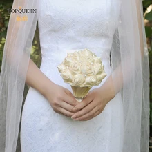 TOPQUEEN F31 Свадебный букет Каскадный Свадебный букет золотой свадебный букет цвета слоновой кости Свадебный букет Поролоновый букет цветов
