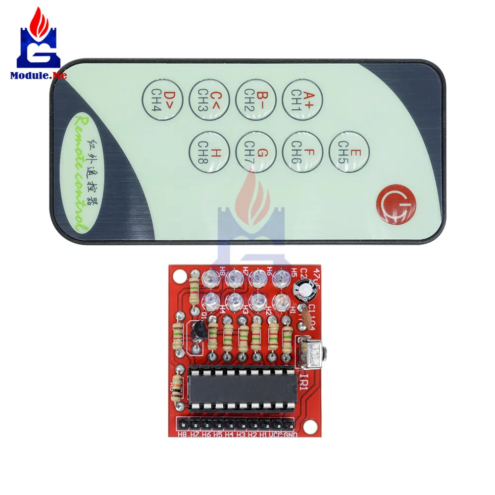 3-5 в 8 канальный ИК инфракрасный приемник плата реле задержки модуль вождения+ 9 ключей пульт дистанционного управления Передатчик самоблокирующийся контроллер