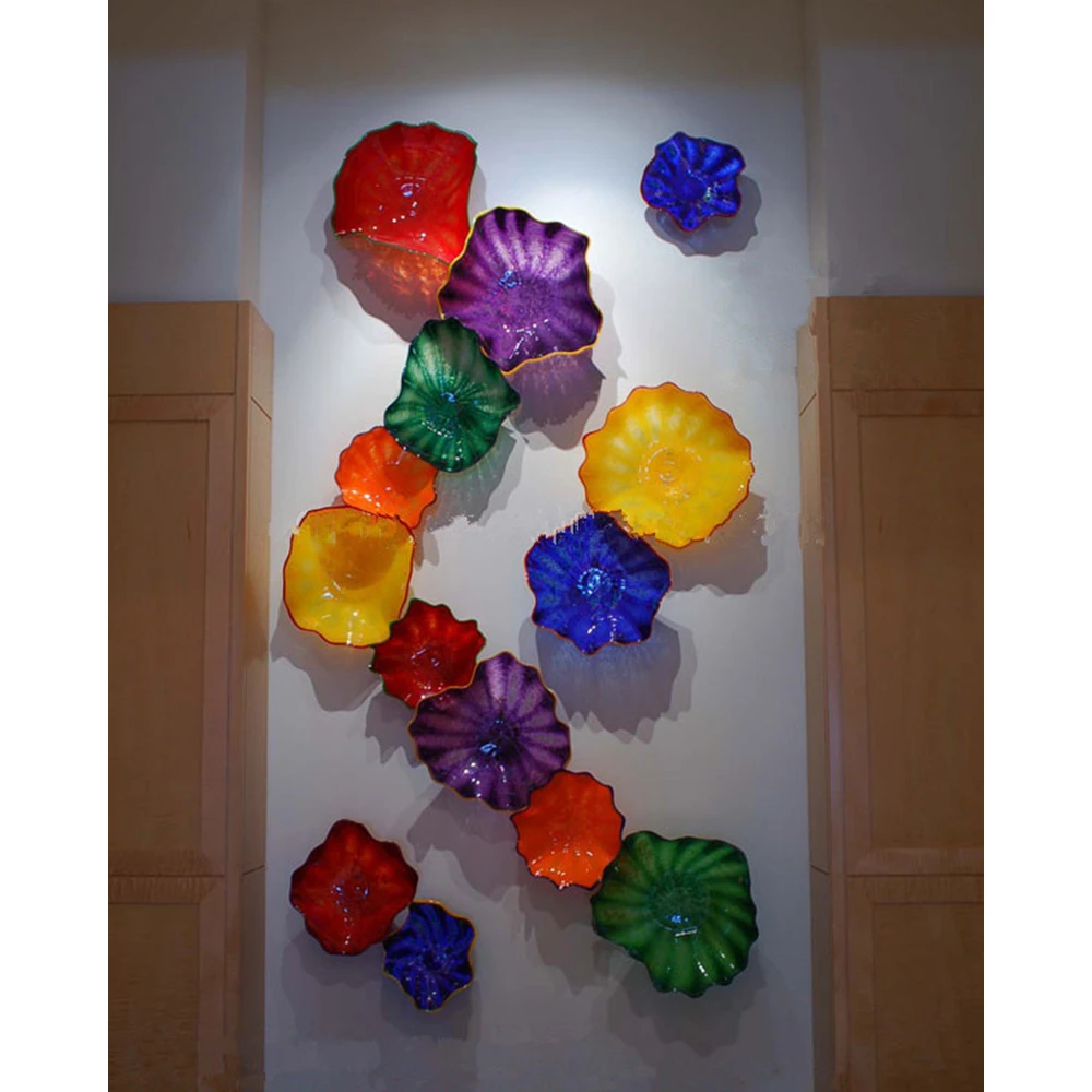 Креативный дизайн, красочное муранское стекло ручной работы, моющие настенные цветок пластины