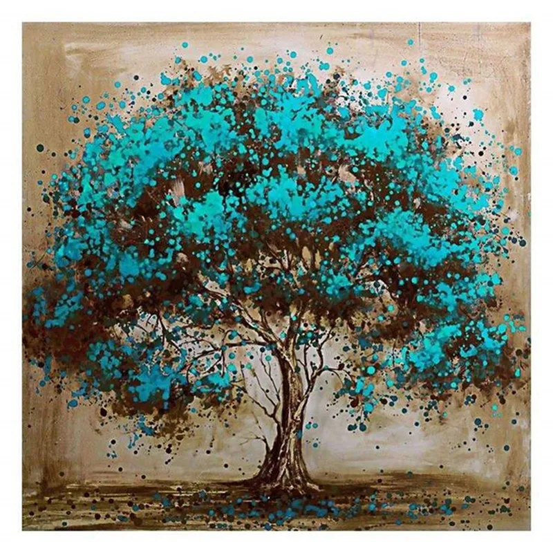 

5D DIY Diamond Painting Full Drill Drawing Support Ustomization Blue Leaf Tree Landscape Wall Painting Decoration Stitch Mosaic