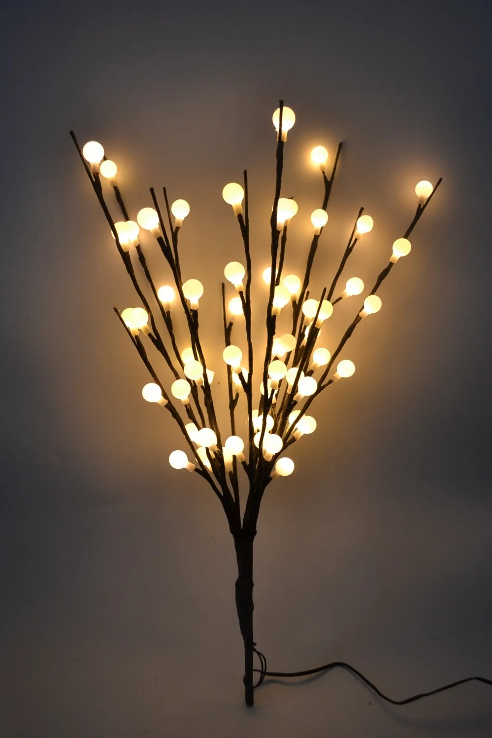 24V Adaptor Type Frosted PP Ball Decorative LED Branch Light 20" 60 LED
