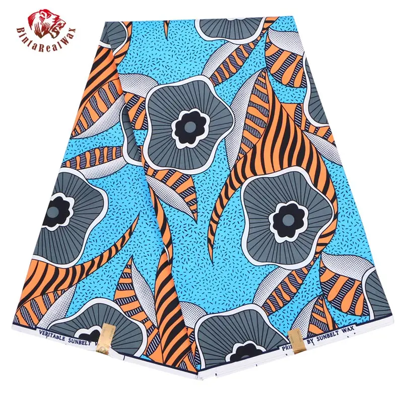 

New Polyester Wax Prints Fabric 2018 Ankara new bintareal waxHigh Quality 6 yards African Fabric for Party Dress FP6127
