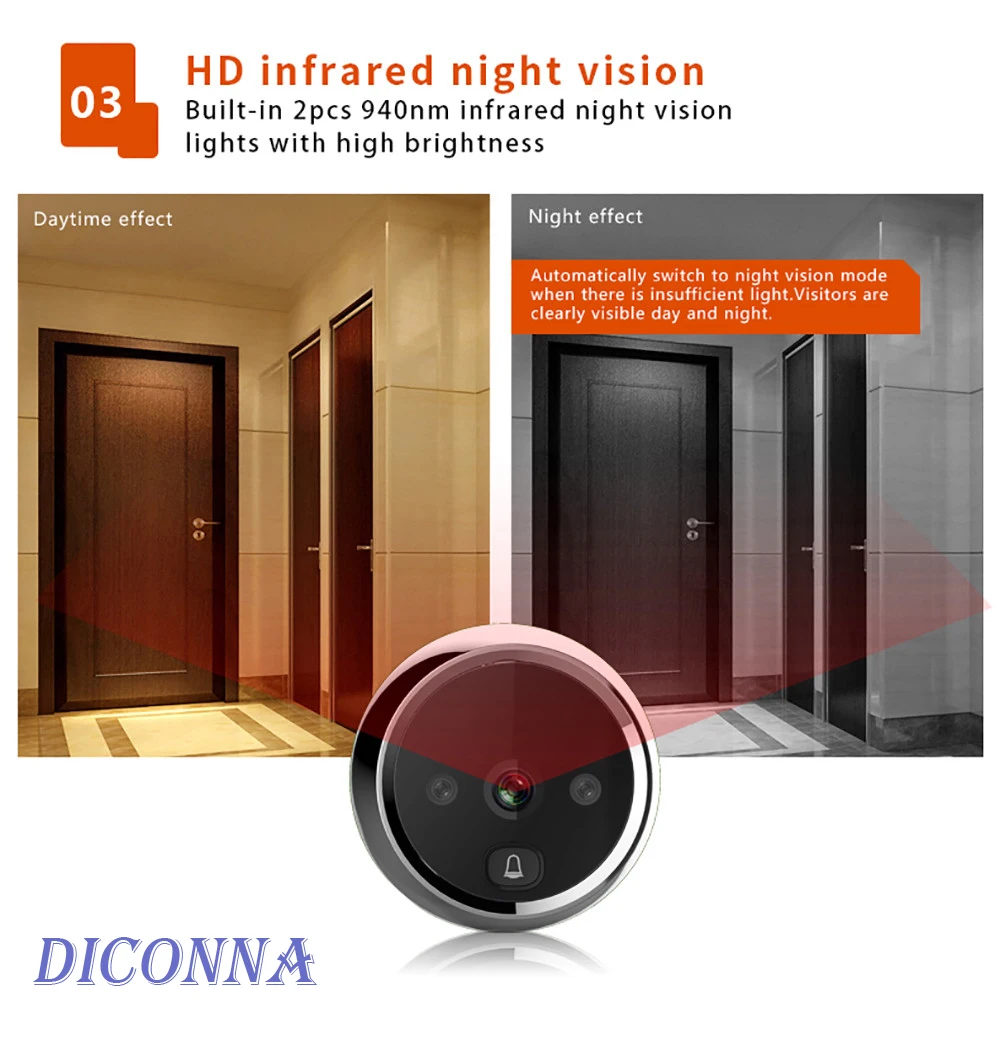 3 "цифровой ЖК дисплей 120 градусов дверной глазок Дверь глаз видеокамера на дверной звонок 1200 мАч