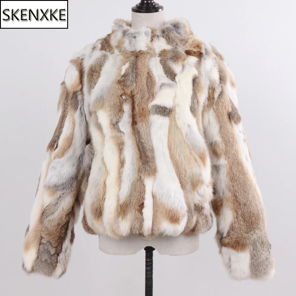 Новые женские 100% натуральная пальто из натурального кроличьего меха Россия